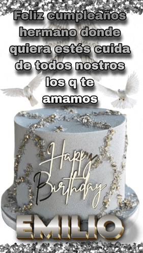 a birthday card for emilio with a cake on it