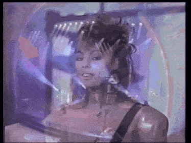 a painting of a woman in a purple room