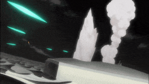 a cartoon scene with smoke coming out of it