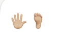 an emoji of a hand and a foot on a white background