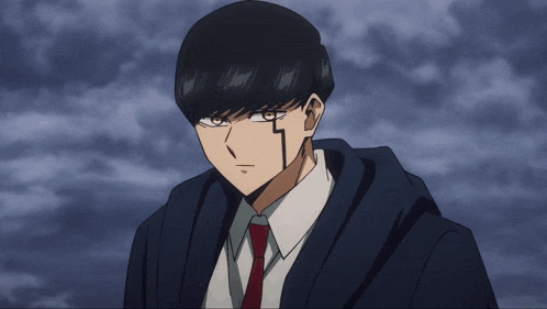 a man in a suit and tie has a black line on his forehead
