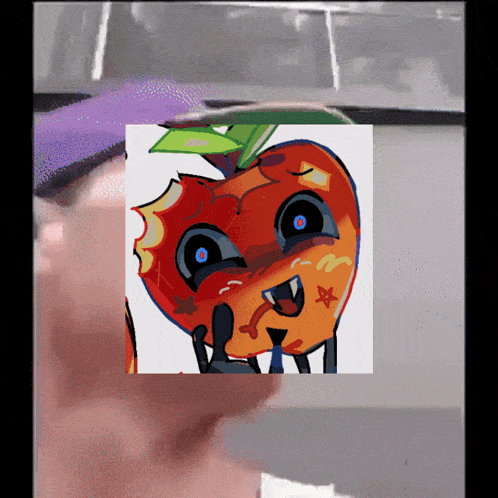 a drawing of a cartoon apple with a star on it