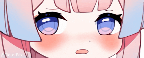 a close up of a girl 's face with fox x fox written on the bottom