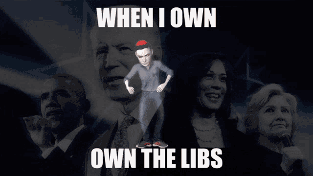 a poster that says " when i own own the libs " on it
