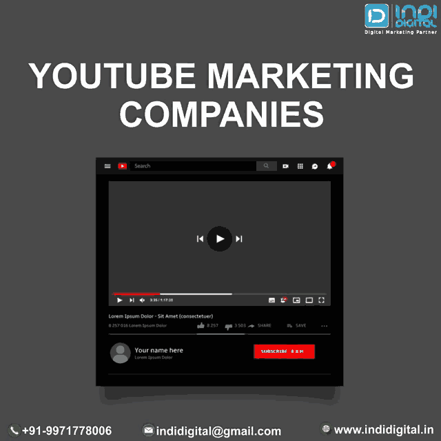 an advertisement for youtube marketing companies shows a youtube video