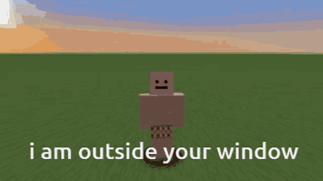a screenshot of a minecraft game with the words i am outside your window