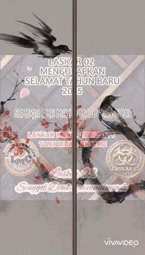a picture of two birds with the words laskar 02 on it