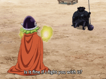 a cartoon character is asking if it 's fine if they fight you with it