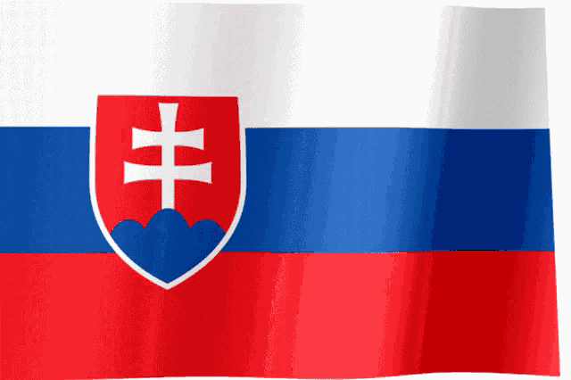 a red white and blue flag with a white cross in the middle