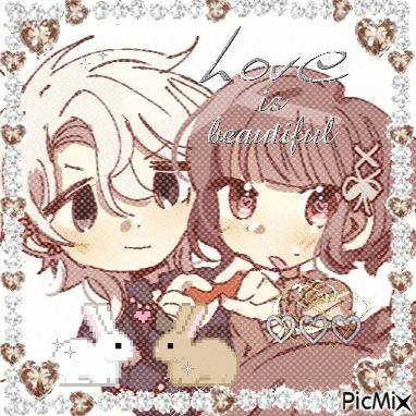 a picture of a girl and a boy with the words love is beautiful