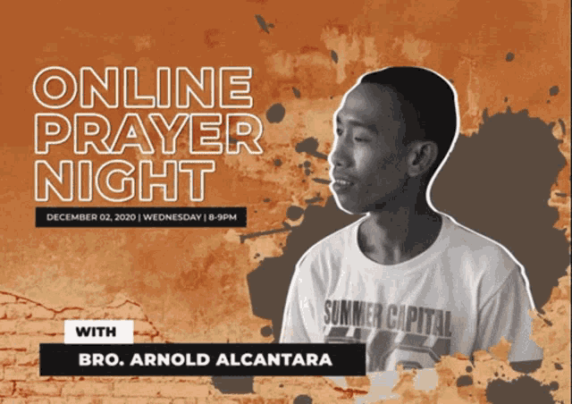 an ad for an online prayer night with bro arnold alcantara