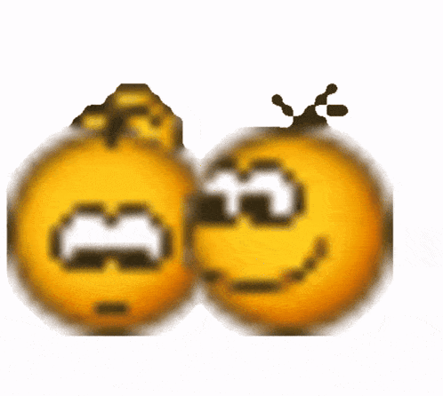 two smiley faces with the number 3 on their faces