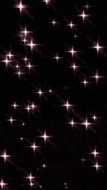 a black background with a white circle in the middle surrounded by pink stars