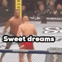 two men are fighting in a boxing ring with the words sweet dreams written above them