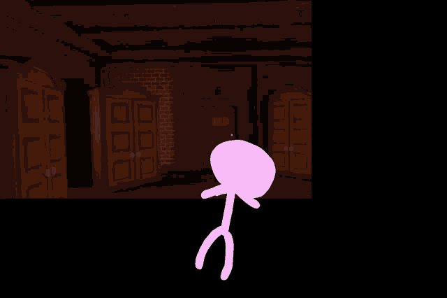 a drawing of a ghost with a pink and green border