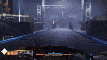 a screenshot of a video game called spire of the watcher shows the last guardian standing
