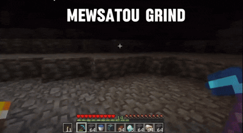 a screenshot of a video game with the words mewsatou grind above it