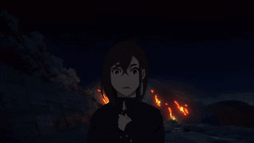 a silhouette of a person in front of a explosion