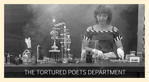 a poster for the tortured poets department with a woman