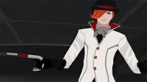 a cartoon character wearing a white jacket and a red hat .