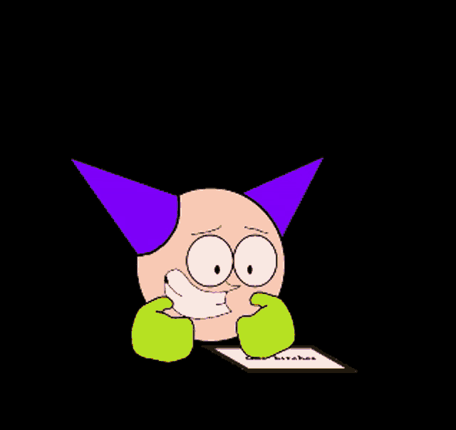 a cartoon character with a hammer on his head and a card that says get bitches