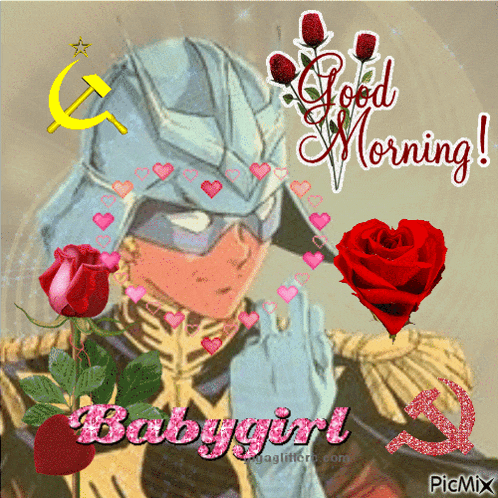 a picture of a man with a helmet and the words good morning babygirl