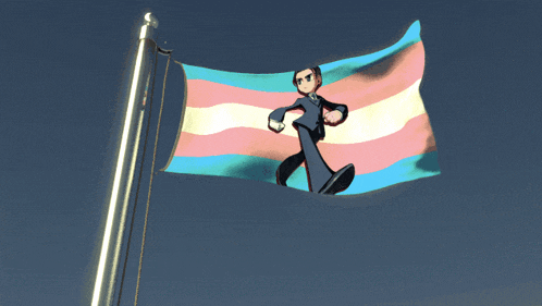 a transgender flag with a picture of a man on it