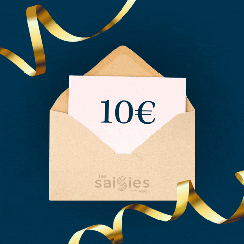 an envelope with a card inside that says 10 euros