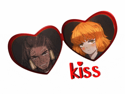 a picture of a man and a girl with the word kiss below
