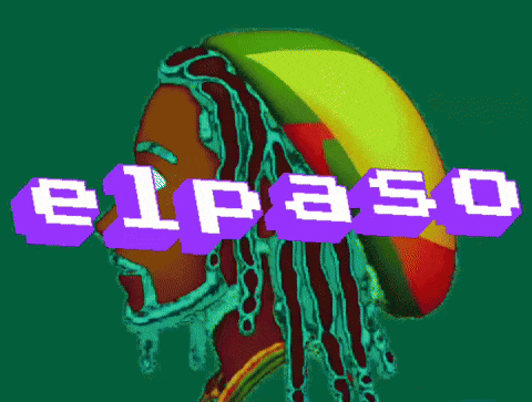 a pixel art of a woman with dreadlocks and the word elpaso in purple