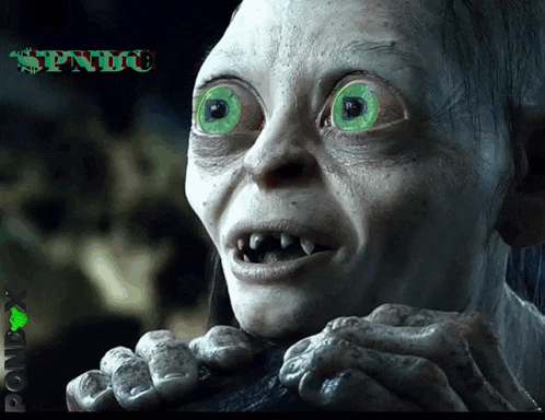 a picture of a monster with green eyes and the words spndu