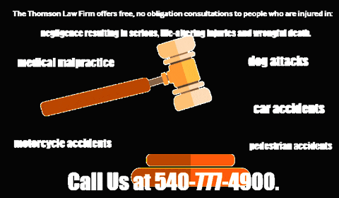 an advertisement for the thomson law firm offers free no obligation consultations to people who are injured in