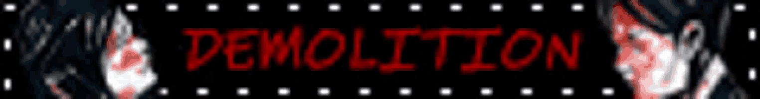 a sign that says demolition in red letters