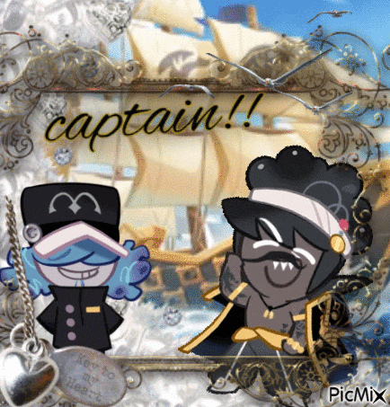 a picture of two cartoon characters with the words captain written on the bottom