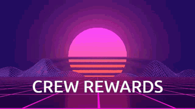 a purple background with the words crew rewards in white letters