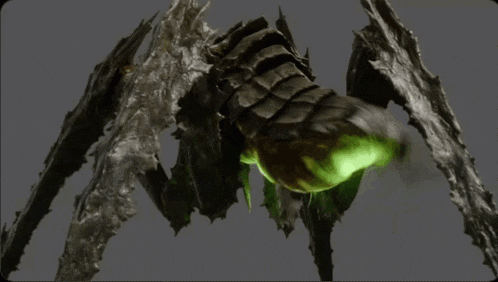 a spider with a green light coming out of its head