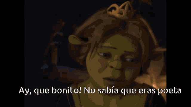 a donkey from shrek says ay que bonito in spanish