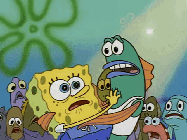 a group of cartoon characters including spongebob squarepants and patrick star