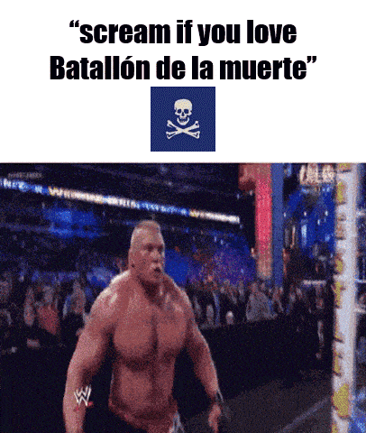a picture of a wrestler with the words " scream if you love batallon de la muerte " on the bottom