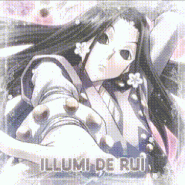 a drawing of a girl with the words " ilumi de rui " written on the bottom