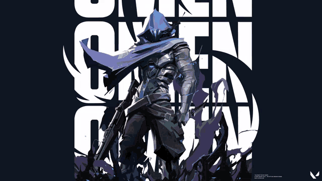a drawing of a man with a hood and a gun with the word given in the background