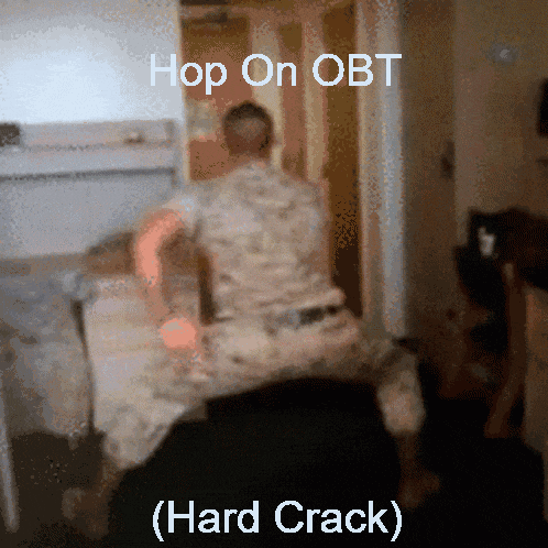 a blurred image of a man dancing with the words hop on obt ( hard crack ) below him