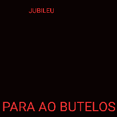 a black and white drawing of a man with the words " para ao butelos " in red letters