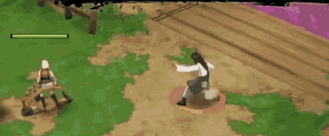 a video game character is standing in a circle with a yin yang symbol in the middle .