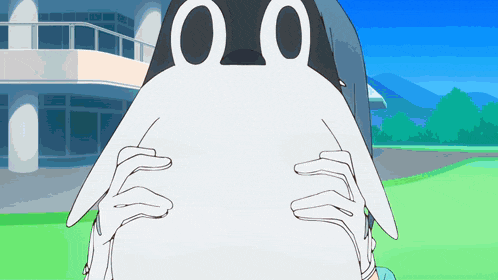a cartoon drawing of a penguin with the number 0 on its head