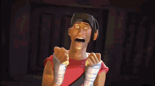 a cartoon character wearing headphones and a yellow mask with blood coming out of his face
