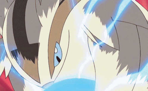 a close up of a cartoon character with a blue light coming out of its eyes