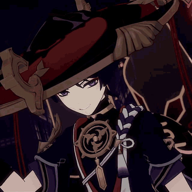 a cartoon character with a red and black hat and a necklace with a p on it