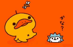 a cartoon of a duck and a hedgehog with a question mark