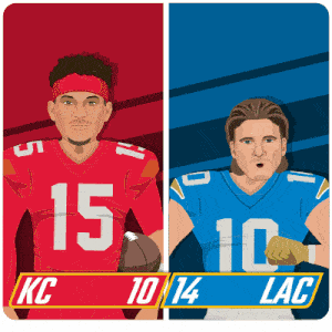a drawing of two football players with the numbers 15 and 10